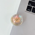 Detail of cute brown bear phone socket with laser holographic finish on laptop surface - Crystal Ball Stand - Dreamy Bubble - No. 19
