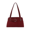 Minimalistische dieprode suède schoudertas met riemgesp en zilverkleurige accenten - Rood