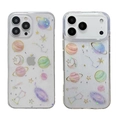 Funda transparente con brillo y planetas pintados a mano estilo cielo estrellado para iPhone - Epoxi Cielo Estrellado - Planeta de Ensueño / iPhone 17 Pro Max