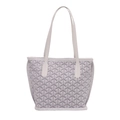Klassische Shopper-Tasche in Weiß und Grau mit geometrischem Muster und zwei Tragegriffen - Weiß