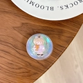 Close-up of laser aurora crystal flower phone grip featuring a cute girl bear graphic - Dreamy Bubble No. 35
