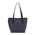 Minimalistische marineblaue Achsel-Tasche mit weißem Chevron-Muster auf weißem Grund - Blau