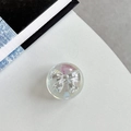 Close-up of clear bubble heart phone grip featuring a silver ribbon bow detail - Crystal Ball Grip - Dreamy Bubble - No. 69