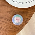 Detail of laser crystal phone grip with pink checkered heart and Honey text on wood - Dreamy Bubble No. 40