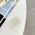 Detail of heart mirror phone grip with silver glitter and 'mi ne' text on acrylic - Adhesive Sequin Heart Mirror - Silver