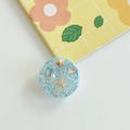 Macro view of ocean starfish resin phone grip with blue glitter sequins and sea shells - Epoxy Stand - High Glitter Ocean - Blue