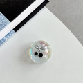 Close-up of a dreamy iridescent crystal ball phone grip with 3D silver cherry design - Crystal Ball Grip - Dreamy Bubble - No. 75