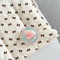 Close-up of holographic crystal ball phone grip with pink bow and cake design - Crystal Ball Holder-Dreamy Bubble-No.65