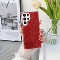 Sparkling red sequin case for Samsung Galaxy Ultra held by hand with tulips - Samsung A14 / Red