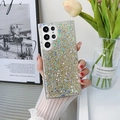 Detail of glitter epoxy phone case for Samsung S24 Ultra with silver gold sequins finish - Samsung A14 / Gold