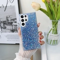 Detail of blue glitter phone case with hexagonal sequins for Samsung Galaxy Ultra series - Samsung A14 / Blue