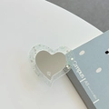 Détail du support téléphone cœur à paillettes avec miroir intégré et inscription mine - Support Transparent Miroir de Coeur à Paillettes (Vert)
