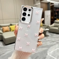 Close-up of clear glitter phone case with pink 3D bows for Samsung Galaxy S25 Ultra - Pink / Samsung A16