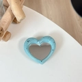 Macro detail of heart-shaped light blue mirror phone stand with chic black ink splatter effect - Light Green (Splatter Heart Mirror)