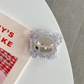 Close-up of glitter butterfly phone grip with built-in mirror and purple sequins - Magnetic - Butterfly Mirror - Purple