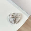 Dettaglio supporto per telefono a cuore con marmo perlato e fiocco di strass - Cuore di Conchiglia Magnetica Piccola Farfalla Dear (Zircone Bianco)