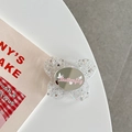 Detail of glitter butterfly phone grip with built-in mirror and pink lettering - Transparent Stand - Butterfly Mirror - Silver