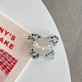 Detailed macro view of butterfly griptok with glitter sequins and circular makeup mirror - Transparent Stand - Butterfly Mirror - Black
