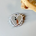 Detailed view of heart-shaped mirror phone grip with white artistic line patterns - Magnetic Hedgehog Heart Mirror / Light Purple