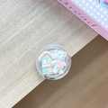 Close-up of cute 3D bear and blue house inside a transparent round phone grip socket - Transparent Stand Ball House White Bear