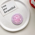 Soporte magnético para móvil con textura de concha lavanda en plato de cerámica - Modelo Magnético / Rosa