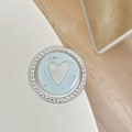 Supporto per telefono glitter celeste con motivo a cuore e bordo in strass lucido - Verde Menta