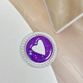 Macro shot of purple glitter heart phone grip with sparkling rhinestones and mine text - Dark Purple