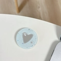 Dettaglio del supporto per telefono glitter blu con specchio a cuore e scritta mine - Trasparente-Specchio Cuore Stellato-Verde Menta