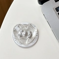 Detail of transparent heart Magsafe phone grip with a silver metallic bow decoration - Magnetic-Silver