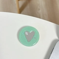Supporto per telefono glitter verde menta con specchio a cuore e paillettes a stella - Trasparente-Specchio Cuore Stellato-Verde Scuro