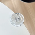 Detail eines transparenten Herz-Handyhalters mit silberner Schleife auf weißer Karte - 3D Herz Schleife (Nr. 6)
