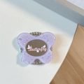 Macro detail of purple glitter butterfly phone grip with mirror and rhinestone base - Starry Sky Butterfly Mirror - Light Purple