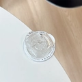 Detail showing transparent heart phone grip with sparkling diamond bow on a gift card - 3D Heart Bow (No.7)