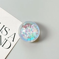 Detail der runden transparenten Handy-Halterung mit irisierendem Glitzer in Lila und Blau - Traumhafte Seifenblase Nr. 2