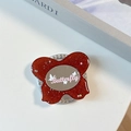 Detail of butterfly phone grip with red glitter, central mirror and crystal rhinestone edge - Starry Sky Butterfly Mirror - Brown