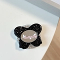 Detail of glittery butterfly phone grip with built-in mirror and rhinestone ring base - Starry Sky Butterfly Mirror - Black