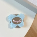 Close-up of blue glittery butterfly phone grip with sparkling rhinestones and mirror - Starry Sky Butterfly Mirror - Blue