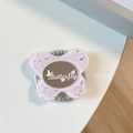 Close-up of pink glittery butterfly phone grip with built-in mirror and rhinestones - Starry Sky Butterfly Mirror - Light Pink