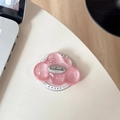 Supporto per telefono a nuvola rosa glitterato con scritta handmade su scrivania bianca - Magnetico-Nuvola d'Argento-Rosso Glitterato