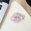 Dettaglio del supporto per telefono a nuvola rosa glitterata con logo in metallo - Magnetico-Nuvola d'Argento-Rosa Glitterato