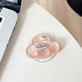 Dettaglio del supporto per telefono a forma di nuvola glitterata con targa handmade - Magnetico-Nuvola d'Argento-Arancione Glitterato