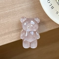 Close-up of translucent purple resin bear phone grip with glitter finish on wood background - Standard Pop Socket Style / Pearlescent Bear - Brown