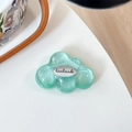 Close-up of mint green glitter cloud phone grip with handmade silver plaque - Sticky-Silver Cloud-Glitter Dark Green