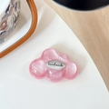 Close-up of glitter pink cloud-shaped phone socket with handmade silver metal plate - Sticky-Silver Cloud-Glitter Red