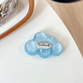 Detail of glitter blue cloud phone stand with handmade metal plate on white surface - Sticky-Silver Cloud-Glitter Blue