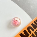 Close-up of pink popcorn bucket cell phone pop grip holder with clear bubble dome top - Crystal Ball Bracket - Dreamy Bubble - No. 47