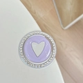 Magnetic heart phone grip in light purple glitter finish with rhinestone edge - Purple