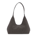 Borsa tote chic con stampa leopardata grigia in finta pelle scamosciata e tracolla - Grigio