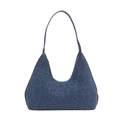 Borsa hobo blu navy stampa leopardata in pelle opaca con logo inciso per donna - Blu