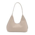 Borsa a spalla Hobo beige minimalista con logo JIANSHIQING in rilievo su ecopelle di pregio - Bianco